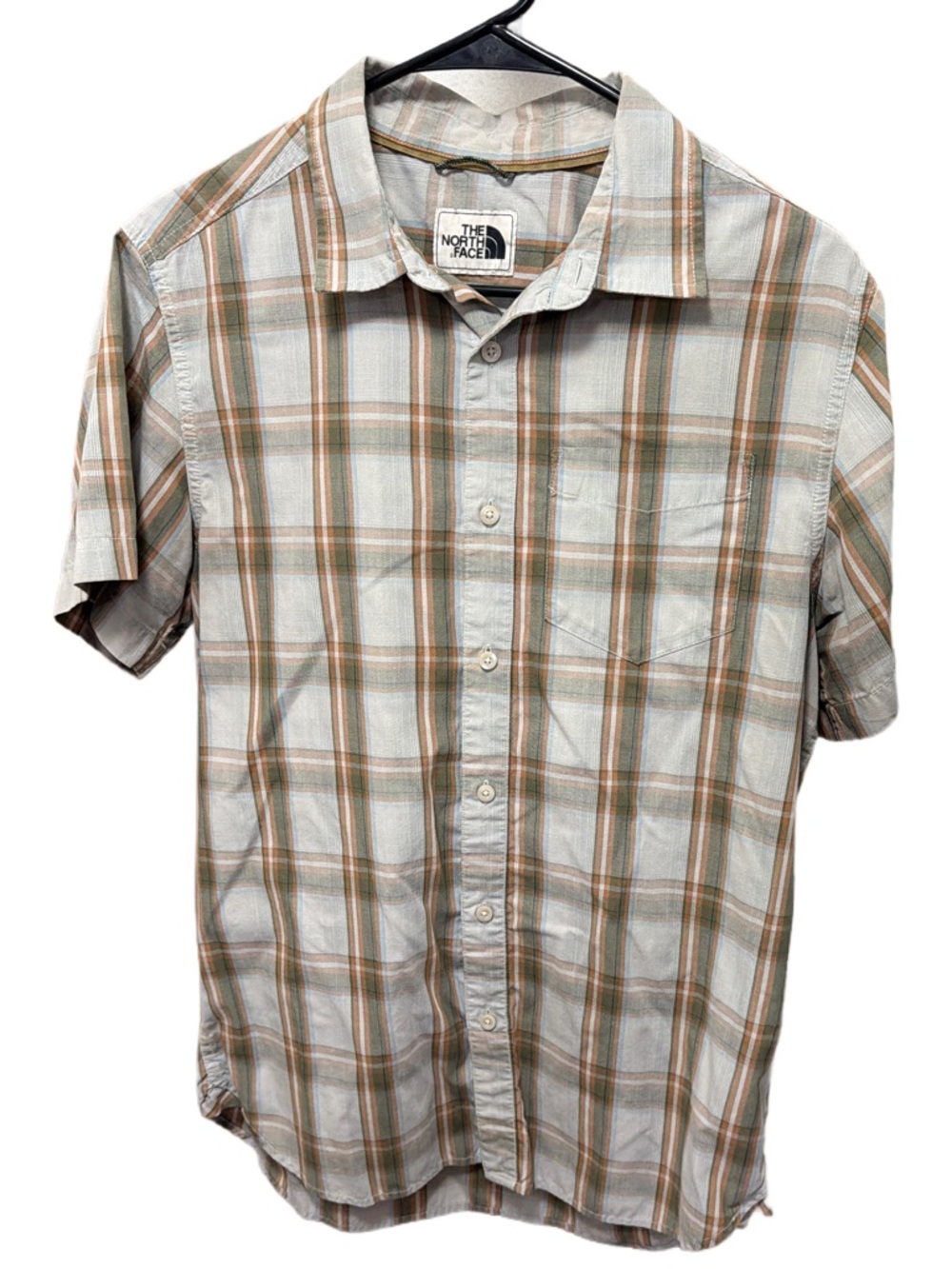 The North Face Men's Short-Sleeve Plaid Button-Down Shirt - Light Gray & Brown